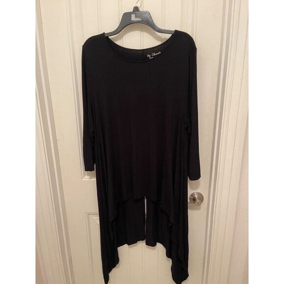 Asymmetrical Black Tunic Dress By Chicos Size 3 Whimsy Goth, Flowing‎ - Picture 1 of 13